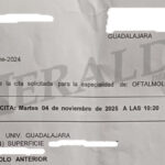 Un paciente denuncia que le dan cita con el especialista de Oftalmología del hospital del Sescam de Guadalajara para dentro de casi dos años, en noviembre de 2025