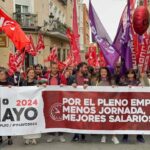 ‘Primero de Mayo’ sindical y político: UGT y CCOO se manifiestan en Castilla La Mancha por el pleno empleo, menos horas y sueldos más altos, pero también por ‘Palestina’ y ‘contra los ataques de la extrema derecha a la democracia’