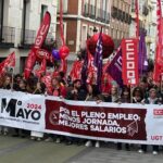 ‘Primero de Mayo’ sindical y político: UGT y CCOO se manifiestan en Castilla La Mancha por el pleno empleo, menos horas y sueldos más altos, pero también por ‘Palestina’ y ‘contra los ataques de la extrema derecha a la democracia’