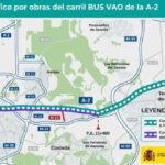 Las obras del carril BUS VAO de la autovía A2 entre Madrid y Alcalá de Henares comenzarán el domingo 19 de mayo por la noche y durarán alrededor de tres meses: se realizarán cortes de carril entre las 23,00 horas y las 5,30 de la mañana todos los días excepto noches de viernes y sábado